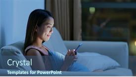  Presentation with smart home - Audience pleasing slides consisting of woman-use-of-smart-phone backdrop and a ocean colored foreground