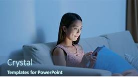  Presentation with smart home - Audience pleasing slides consisting of woman-use-of-smart-phone backdrop and a ocean colored foreground