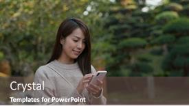  Presentation with smart city - Beautiful presentation featuring woman-use-of-smart-phone backdrop and a gray colored foreground