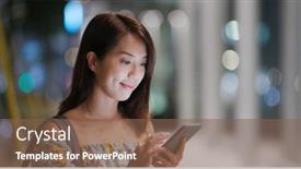  Presentation with smart city - Presentation design consisting of woman-use-of-smart-phone background and a violet colored foreground