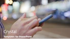  Presentation with smart city - Slide set with woman-use-of-smart-phone background and a coral colored foreground