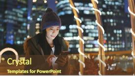  Presentation with smart city - Presentation design with woman use of smart phone background and a tawny brown colored foreground