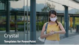  Presentation with smart - Presentation design featuring woman-use-of-smart-watch background and a ocean colored foreground