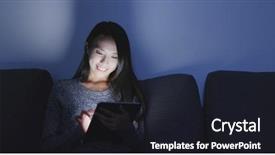  Presentation with tablets wood table tablet white - Cool new presentation theme with woman use of tablet computer backdrop and a dark gray colored foreground