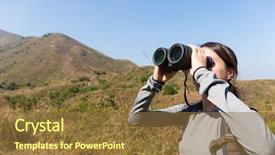  Presentation with binocular - Beautiful presentation featuring woman use of the binocular backdrop and a tawny brown colored foreground