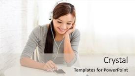  Presentation with music - Amazing PPT theme having woman use of the music backdrop and a lemonade colored foreground