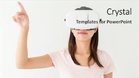  Presentation with virtual reality - Cool new presentation theme with woman use of virtual reality backdrop and a white colored foreground