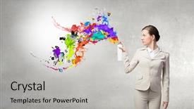  Presentation with spray paint - Audience pleasing slide deck consisting of woman use paint spray backdrop and a light gray colored foreground