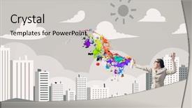  Presentation with spray paint - Amazing presentation theme having woman use paint spray backdrop and a light gray colored foreground