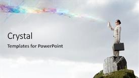  Presentation with spray paint - Presentation theme consisting of woman use paint spray background and a light gray colored foreground