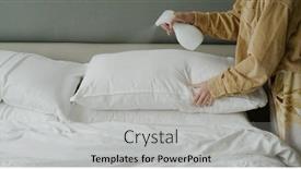  Presentation with pregnant woman cleaning - PPT theme with woman-use-spray-for-clean background and a light gray colored foreground