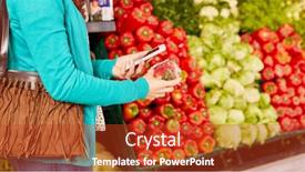  Presentation with smartphone app - Amazing theme having woman-uses-barcode-scanner-app backdrop and a crimson colored foreground