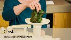  Presentation with machine - PPT theme enhanced with woman using a centrifuge machine background and a lemonade colored foreground