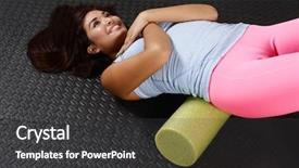  Presentation with workout - Slide deck with woman using a foam roller background and a dark gray colored foreground