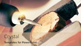  Presentation with ornament - Colorful slide set enhanced with woman-using-a-high-speed backdrop and a coral colored foreground