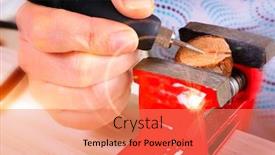  Presentation with ornament - Slide set featuring woman-using-a-high-speed background and a coral colored foreground