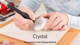  Presentation with ornament - Slides featuring woman using a high speed rotary multi tool to engrave ornament on the stone background and a lemonade colored foreground