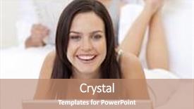  Presentation with newspaper laptop - Beautiful slides featuring woman using a laptop and man reading a newspaper in bed backdrop and a coral colored foreground