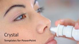  Presentation with nasal - Presentation design featuring woman using a nasal spray background and a coral colored foreground