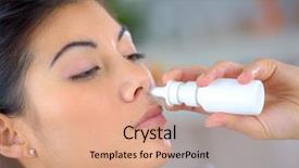  Presentation with nasal - PPT theme enhanced with woman using a nasal spray background and a coral colored foreground