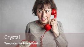 Presentation with old telephone - Slide set consisting of woman-using-a-red-old background and a coral colored foreground