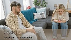  Presentation with smartphone - Slide set having woman-using-a-smartphone and a coral colored foreground