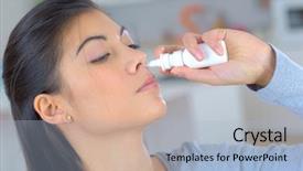  Presentation with blocked - PPT layouts with nasal - woman using a spray background and a light blue colored foreground