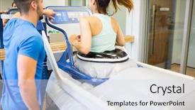  Presentation with gravity - Slide deck having woman using an anti gravity background and a sky blue colored foreground