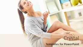  Presentation with lotion - Colorful PPT theme enhanced with woman using body lotion on her legs backdrop and a lemonade colored foreground