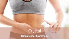  Presentation with lotion - Slide set consisting of woman using body lotion on her belly background and a coral colored foreground