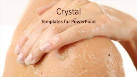  Presentation with woman nude body - Presentation design featuring woman using body scrub isolated background and a lemonade colored foreground