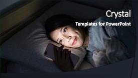  Presentation with being a single woman - Presentation design featuring insomni - woman using cellphone and lying background and a black colored foreground