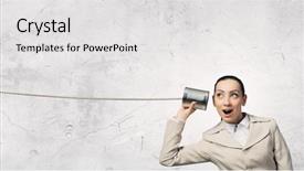  Presentation with deaf - Theme consisting of woman using deaf phone mixed media background and a white colored foreground