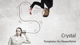  Presentation with deaf - Slide deck enhanced with woman using deaf phone mixed media background and a light gray colored foreground