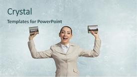  Presentation with deaf - Audience pleasing PPT theme consisting of woman using deaf phone mixed media backdrop and a lemonade colored foreground