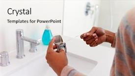  Presentation with dental floss - Amazing presentation theme having woman using dental floss backdrop and a sky blue colored foreground