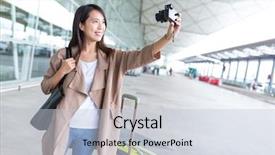  Presentation with digital self - Cool new theme with woman using digital camera taking backdrop and a lemonade colored foreground