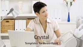  Presentation with home office - Amazing presentation theme having woman using fax machine backdrop and a soft green colored foreground