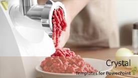  Presentation with meat - Cool new presentation with woman using grinder for preparation backdrop and a coral colored foreground