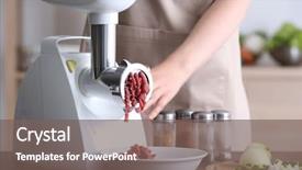  Presentation with flebotomia preparation for a blood - Presentation theme with woman using grinder for preparation background and a violet colored foreground