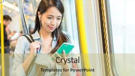  Presentation with free - Audience pleasing presentation theme consisting of mobile phone in train backdrop and a yellow colored foreground