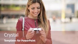  Presentation with camera - Colorful presentation theme enhanced with woman-using-her-mirrorless-camera backdrop and a coral colored foreground