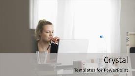  Presentation with home office - PPT theme with using laptop in home office background and a light gray colored foreground