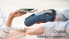  Presentation with pay - Cool new presentation design with woman using mobile phone backdrop and a lemonade colored foreground