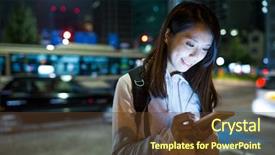  Presentation with sms - Beautiful theme featuring woman using mobile phone backdrop and a tawny brown colored foreground