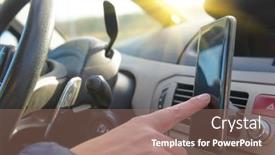  Presentation with risky behaviors - Presentation theme consisting of woman-using-phone-while-driving background and a coral colored foreground