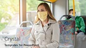  Presentation with public transport - Colorful presentation enhanced with woman-using-public-transport-during backdrop and a light gray colored foreground