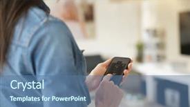  Presentation with home automation - Cool new slide set with woman using remote home control backdrop and a ocean colored foreground