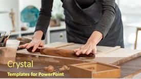  Presentation with pottery - Cool new presentation design with woman-using-rolling-pin backdrop and a tawny brown colored foreground