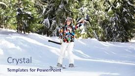  Presentation with lift - Slide set enhanced with woman-using-ski-lift background and a sky blue colored foreground